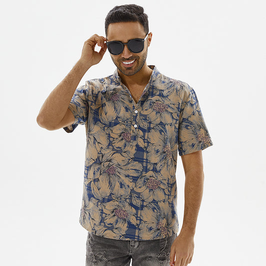 Chemise à manches courtes pour hommes avec motif floral et coupe moderne Chic und Stil