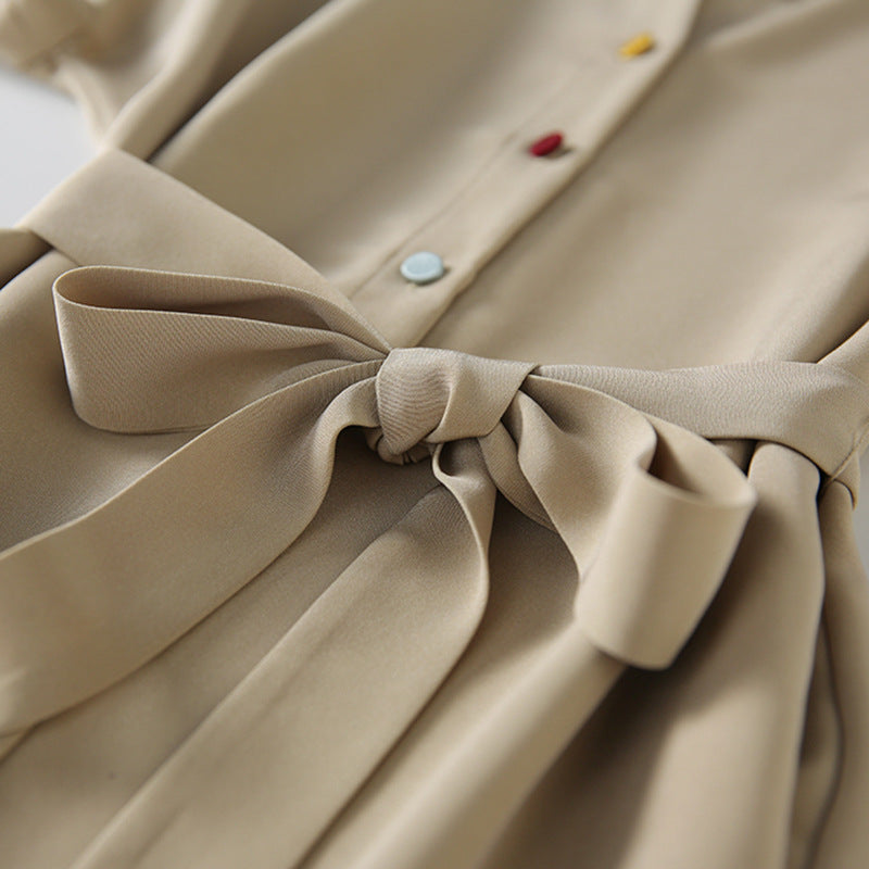 Robe midi décontractée à boutons pour femmes avec ceinture Chic und Stil