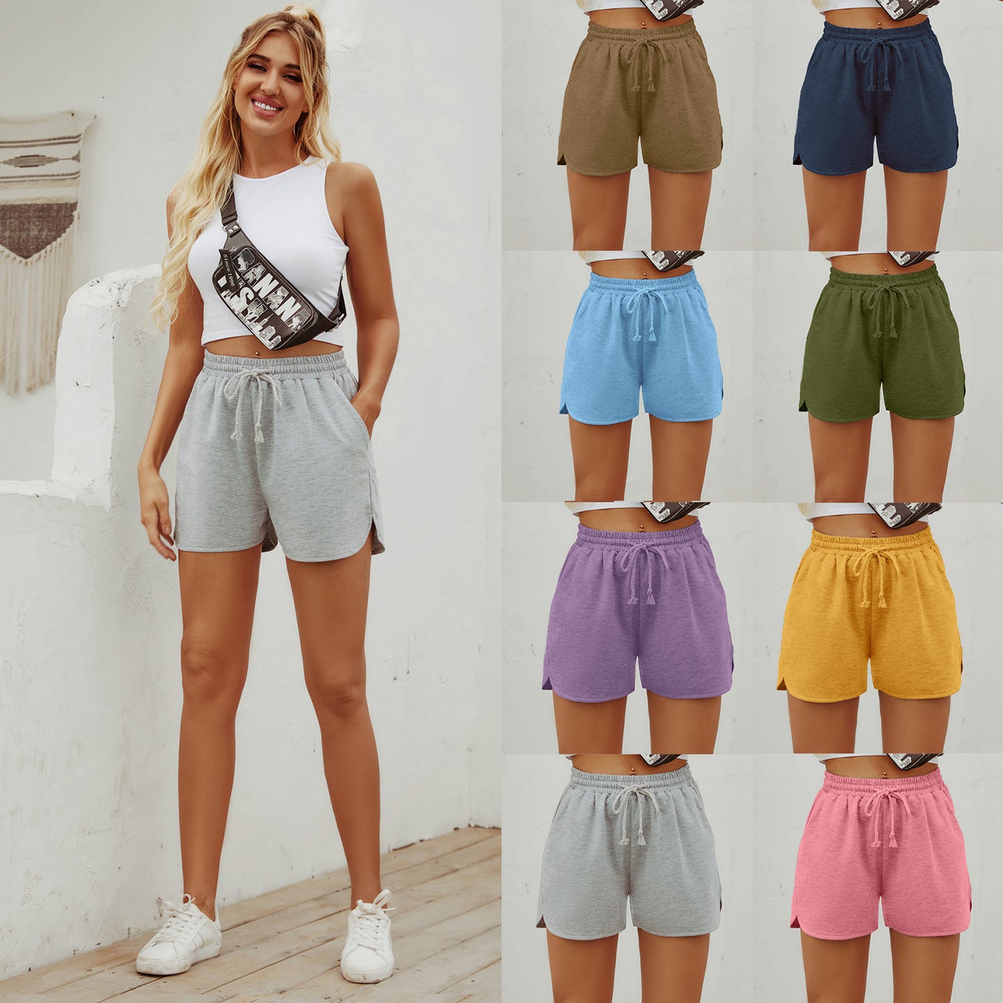 Shorts de sport pour femmes avec taille élastique et fentes latérales Chic und Stil