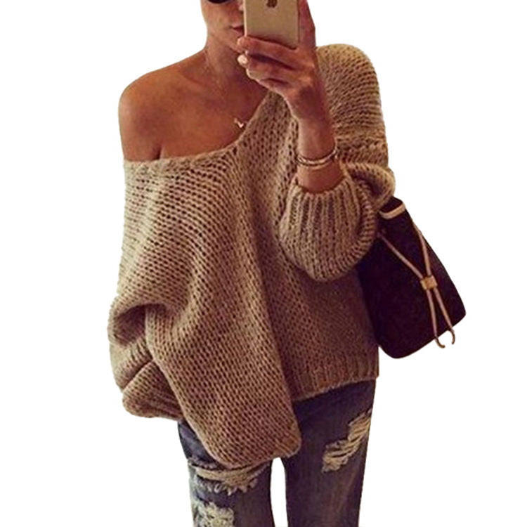Pull en tricot oversize pour femmes avec design dénudé des épaules et coupe décontractée Chic und Stil