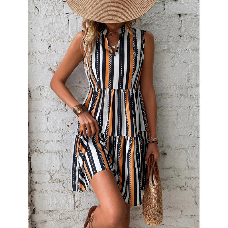 Robe chemise rayée pour femme avec jupe évasée Chic und Stil