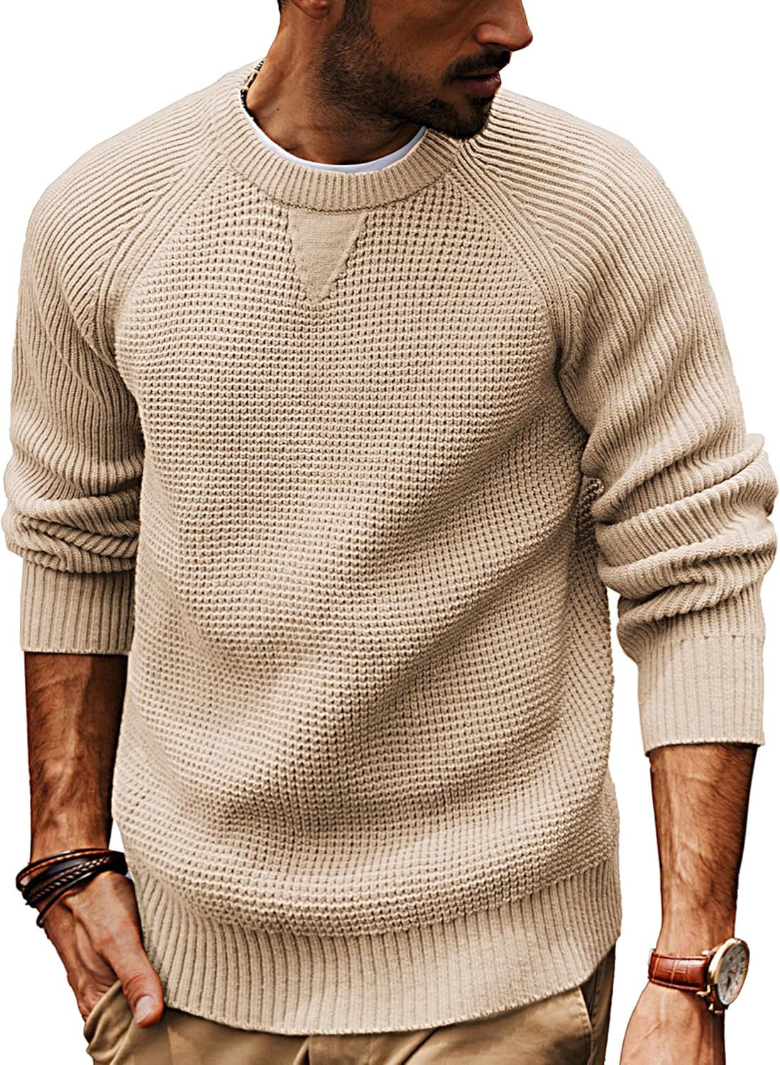 Pull en tricot décontracté pour hommes avec un motif de tissu structuré et un col rond Chic und Stil