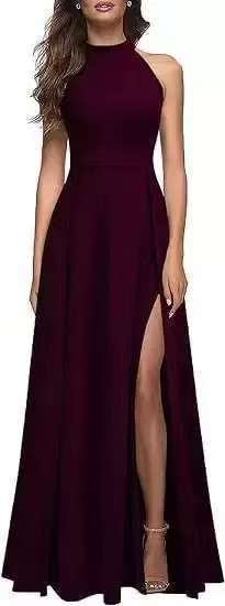 Dames Robe Maxi Élégante avec Fente Haute et Design Sans Manches Chic und Stil
