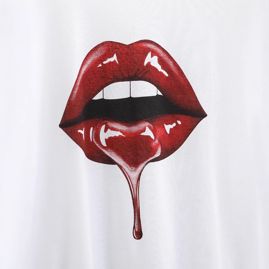 T-shirt pour femmes avec imprimé de lèvres créatif et coupe décontractée Chic und Stil
