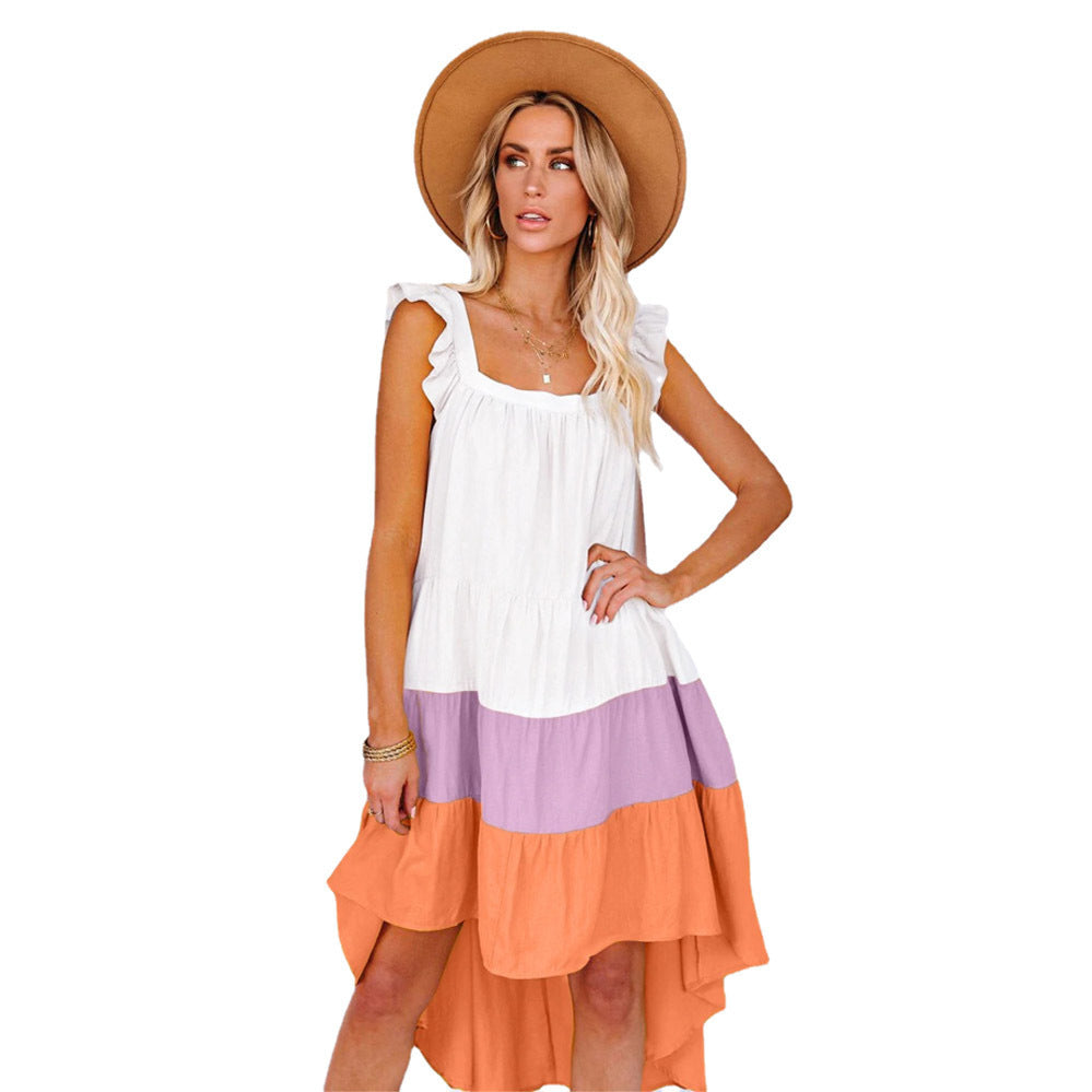 Robe midi color block à volants pour femmes Chic und Stil