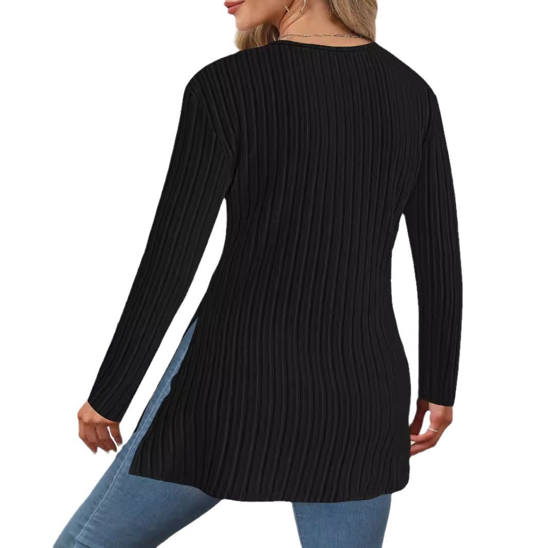 Top à enroulement pour femmes avec un design à côtes texturé et une coupe moderne Chic und Stil