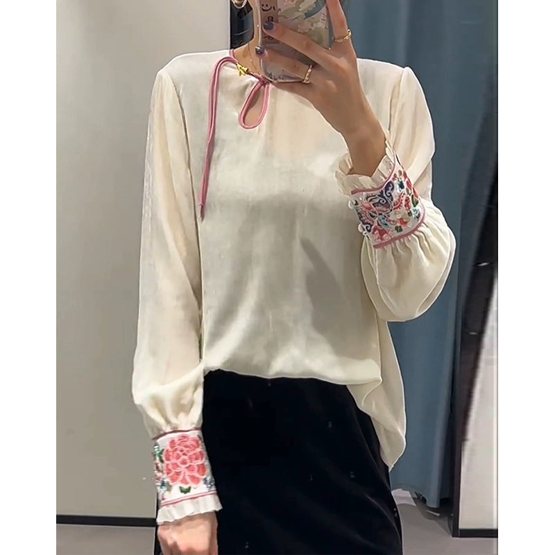Blouse en Chiffon Brodé pour Femmes Chic und Stil