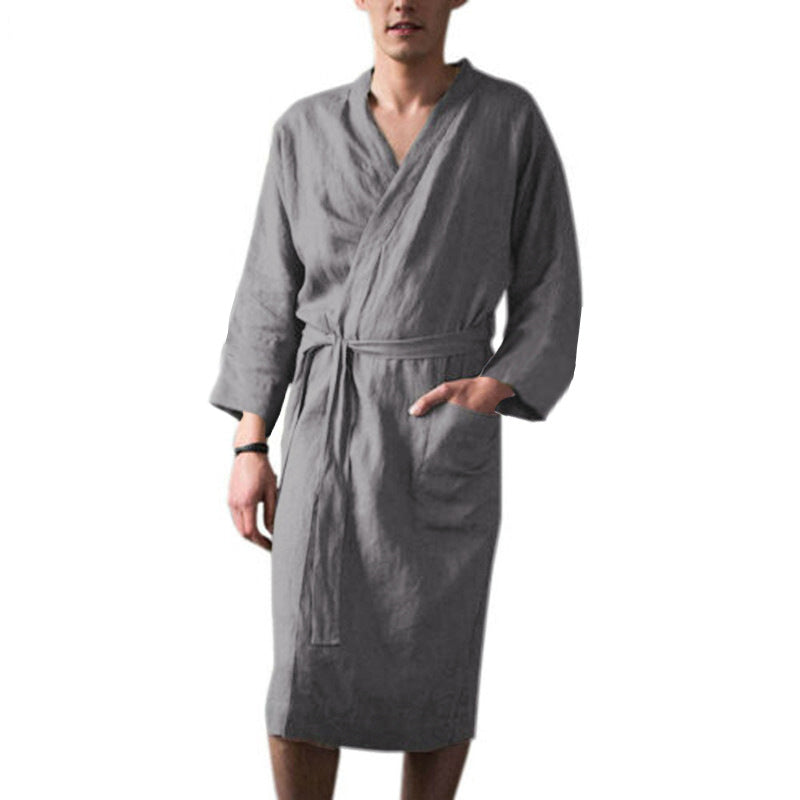 Robe de bain en lin pour hommes avec poches pratiques et design moderne Chic und Stil