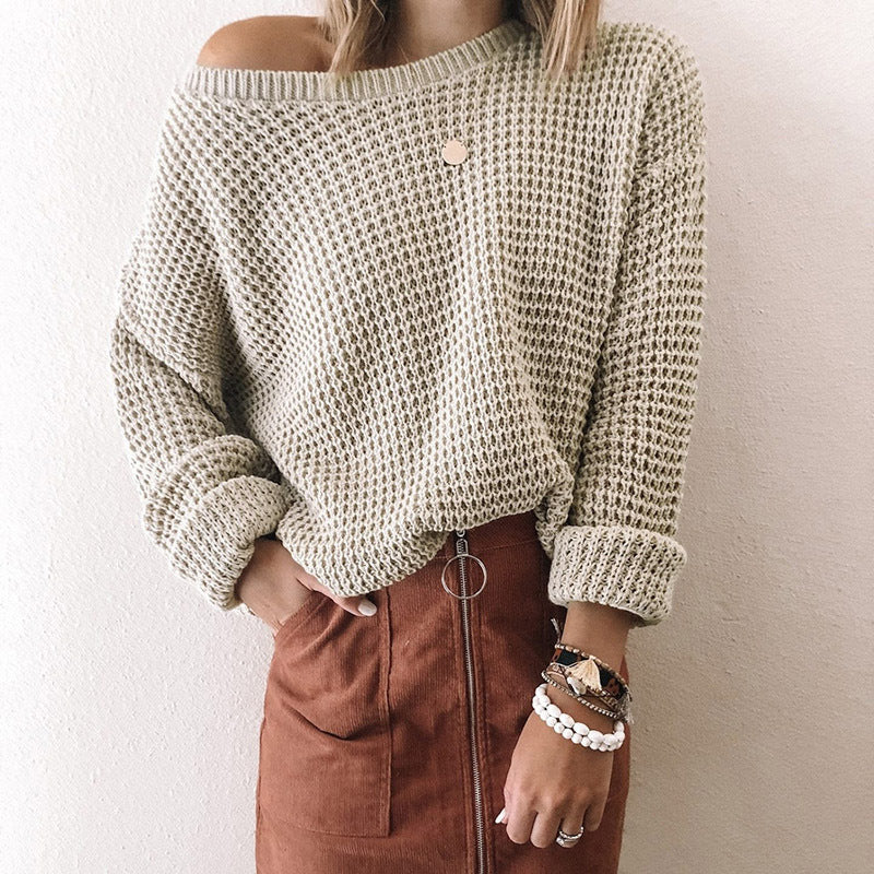 Femmes pull en tricot ample avec structure en spirale et large décolleté Chic und Stil