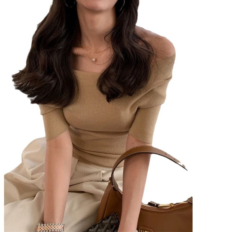 Haut en tricot off-shoulder pour femmes Chic und Stil
