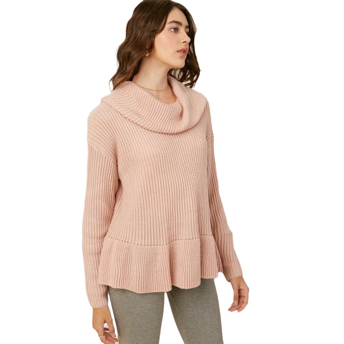 Dames Pull en tricot confortable avec col large et ourlet volumineux Chic und Stil