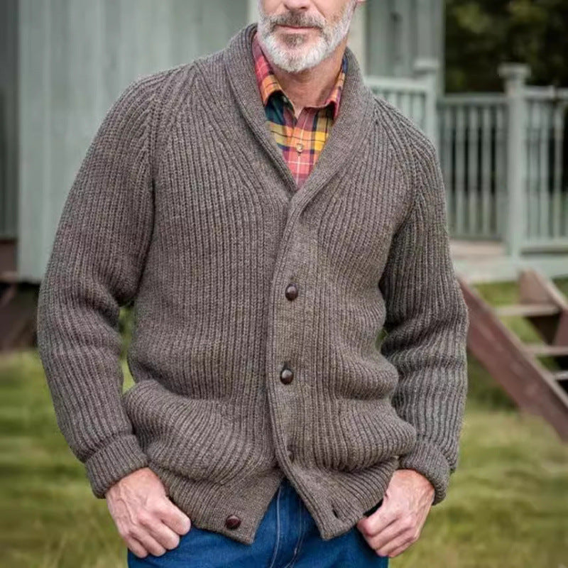Cardigan homme en tricot épais avec poches pratiques et décolleté en V moderne Chic und Stil