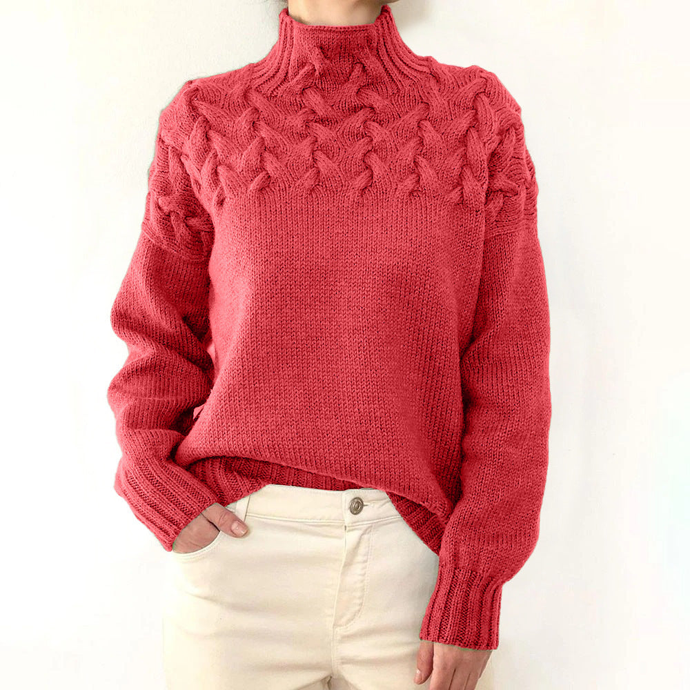 Pull en tricot pour femmes avec col montant et motif torsadé tendance Chic und Stil