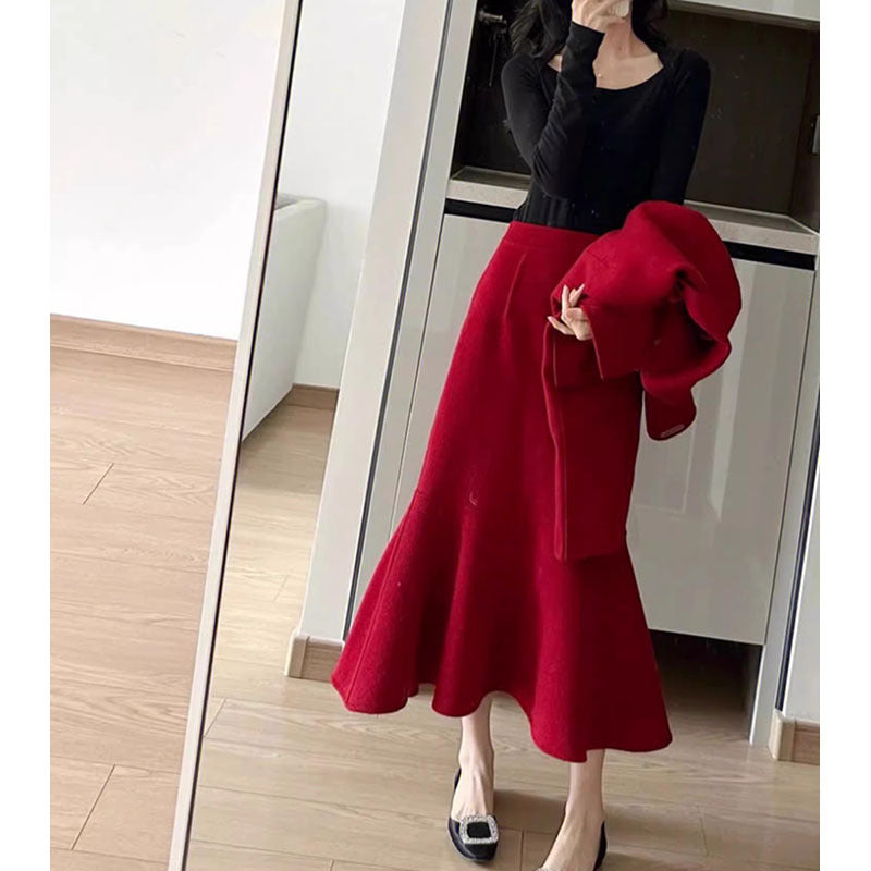 Robe midi longue à manches longues élégante pour femmes Chic und Stil