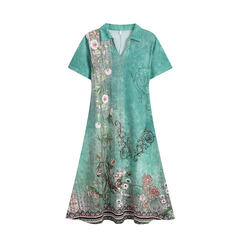 Robe midi à fleurs de style polo pour femmes Chic und Stil