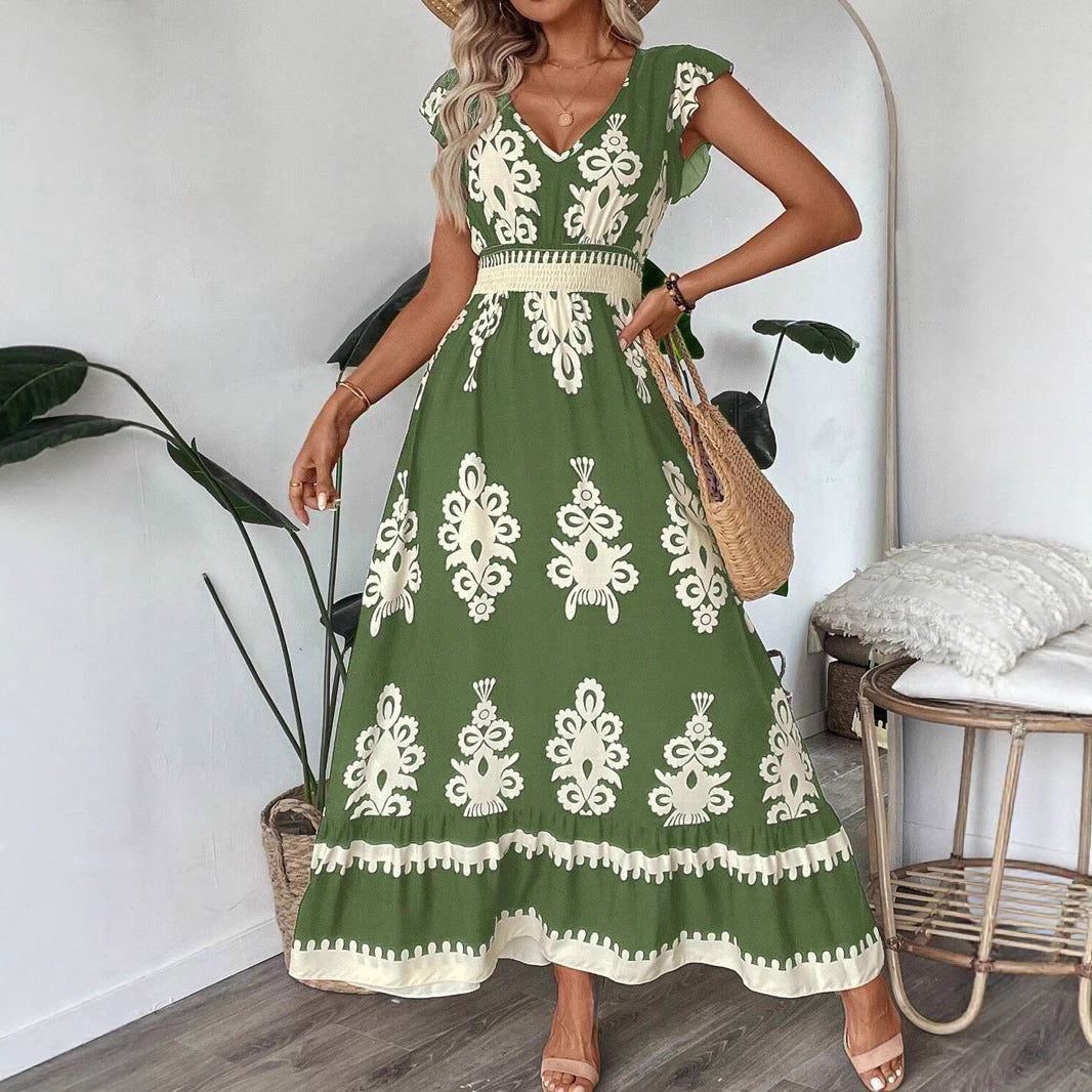 Women's Bohemian Floral Maxi Dress with Smock Waist Chic and Style