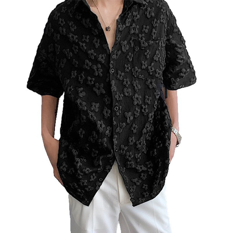 Chemise à manches courtes pour hommes avec motif texturé floral Chic und Stil