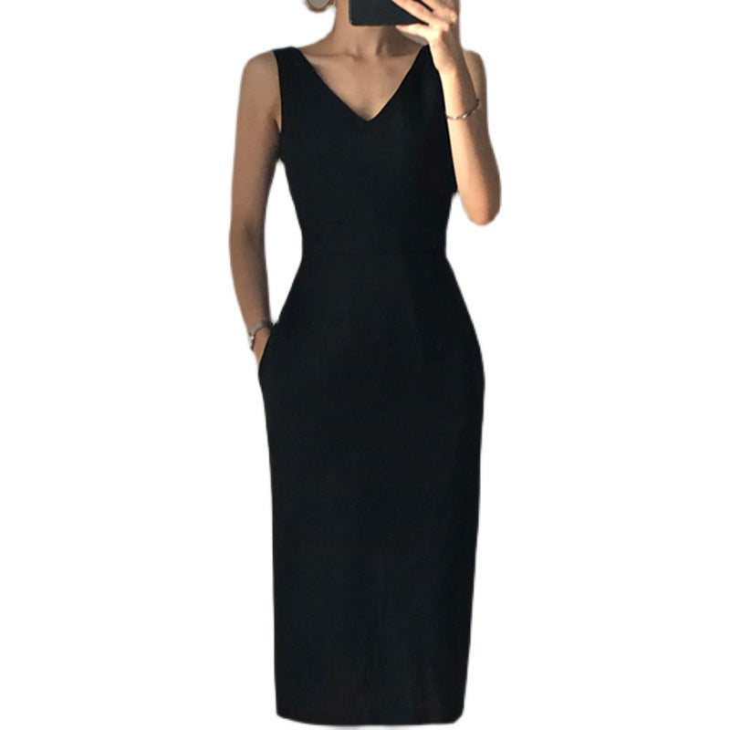 Robe midi élégante pour femme à décolleté en V avec poches Chic und Stil