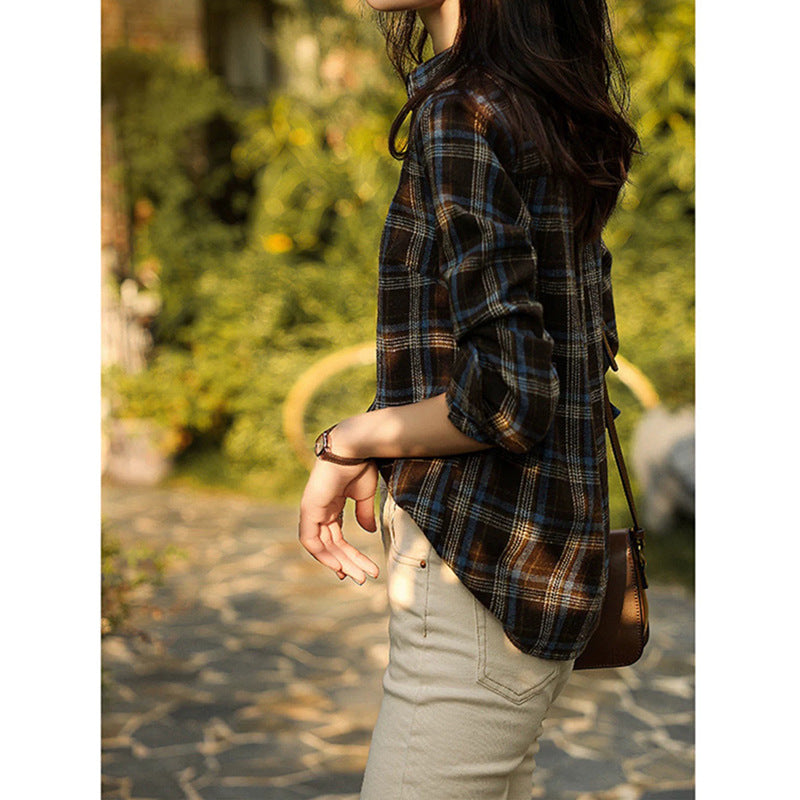Chemise à carreaux à boutons pour femmes Chic und Stil