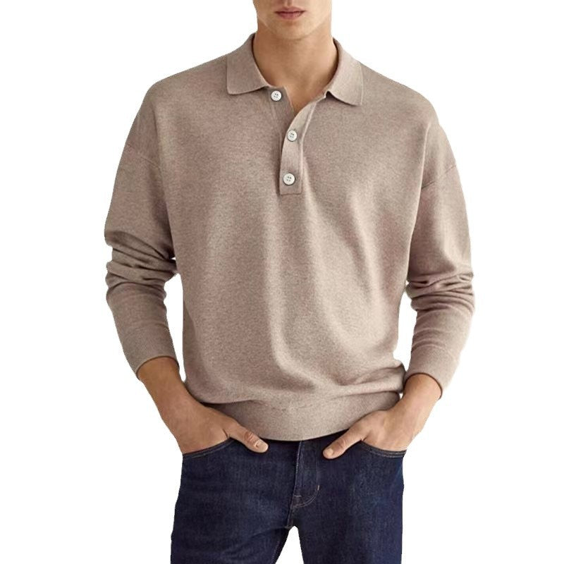 Chemise polo à manches longues pour hommes en tissu respirant avec des détails de boutons modernes Chic und Stil