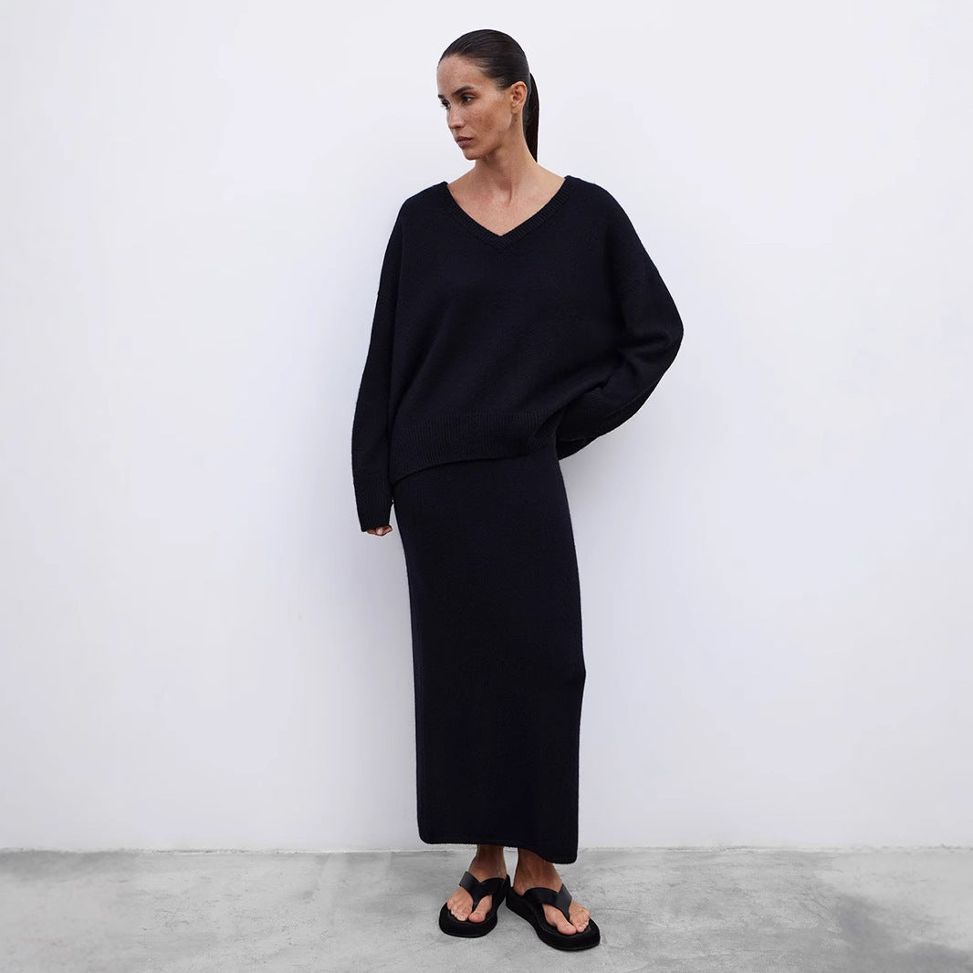 Dames Oversized V-Cou Tricot Pull Chic und Stil