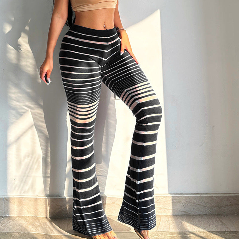 Leggings rayées taille haute pour femmes Chic und Stil