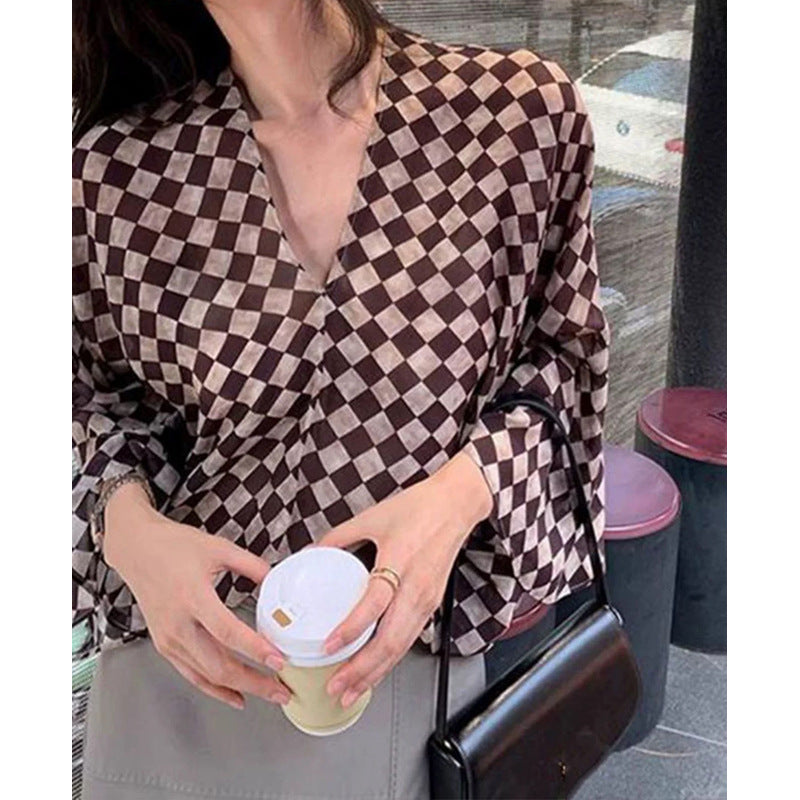 Blouse Femme à Motif Géométrique Col V Chic und Stil