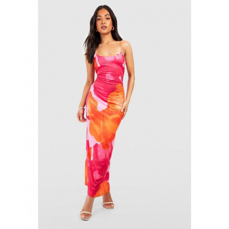 Robe maxi à imprimé floral pour femmes avec bretelles spaghetti Chic und Stil