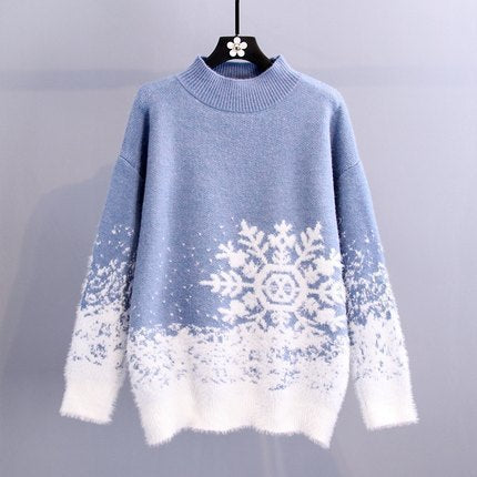 Pull d'hiver pour femmes avec design de flocons de neige festifs Chic und Stil