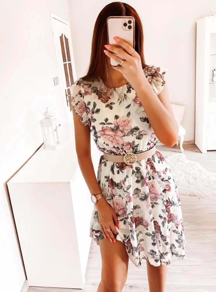 Robe Midi à Manches Cap Floral Chic und Stil
