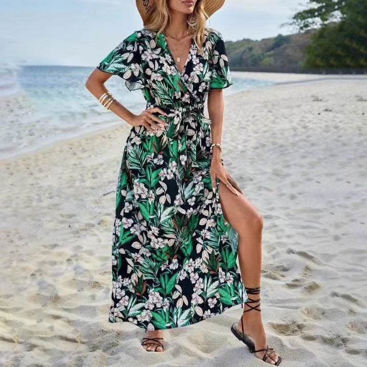 Robe Maxi en Viscose à Motif Fleurs pour Femmes Chic und Stil 1751507051