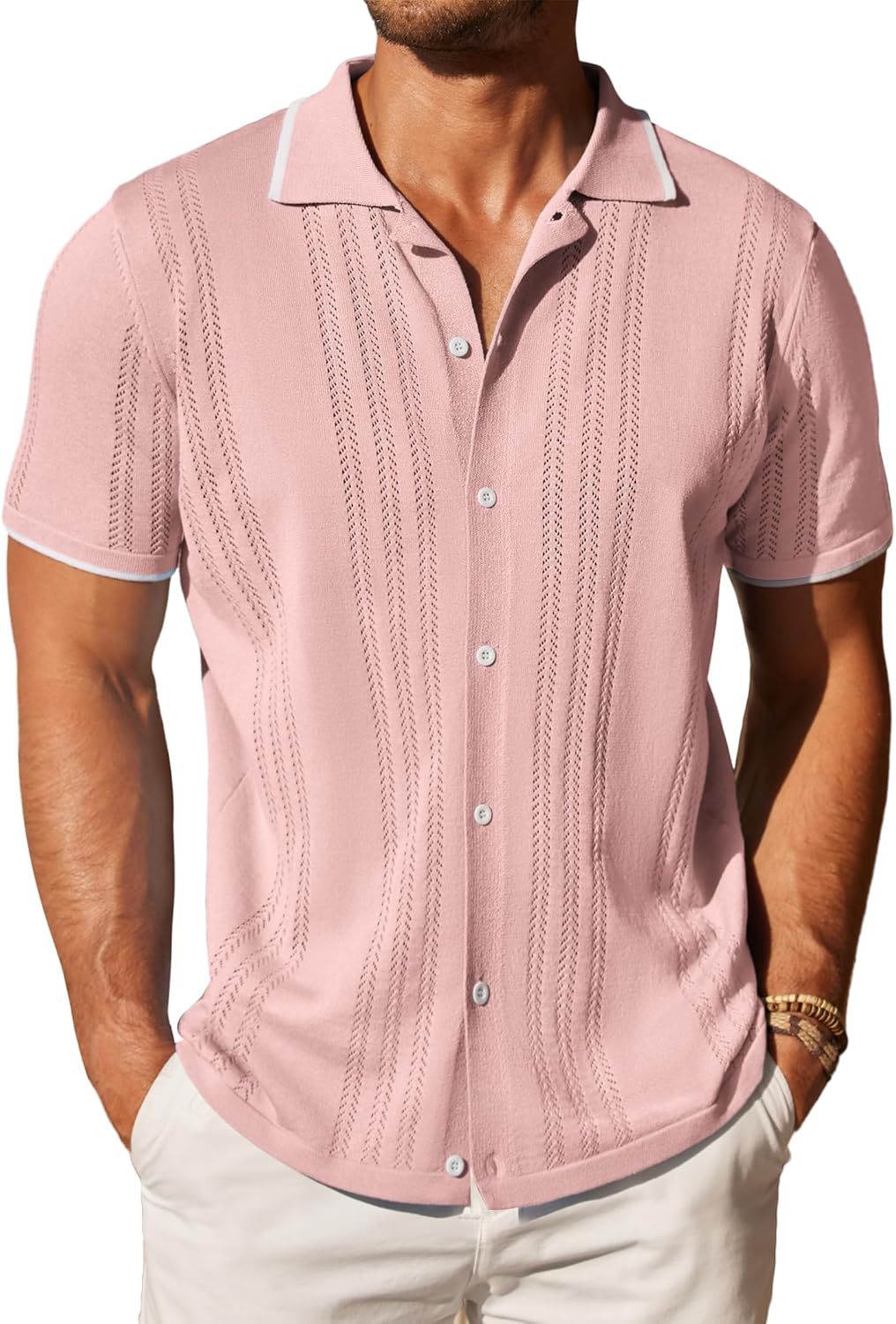 Chemise à manches courtes pour hommes avec motif texturé Chic und Stil