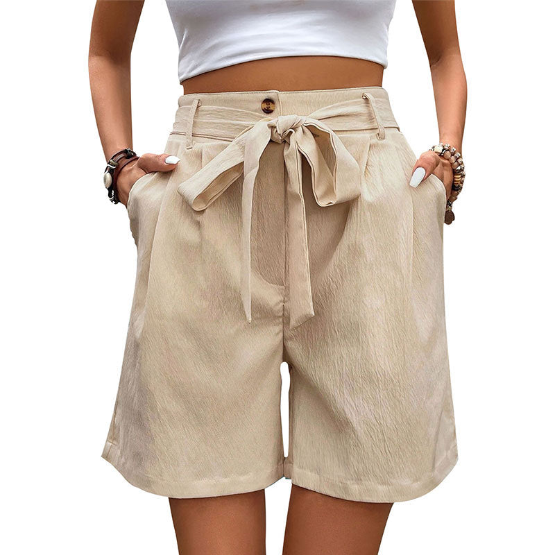 Shorts pour femmes taille haute sur mesure avec ceinture à nouer Chic und Stil