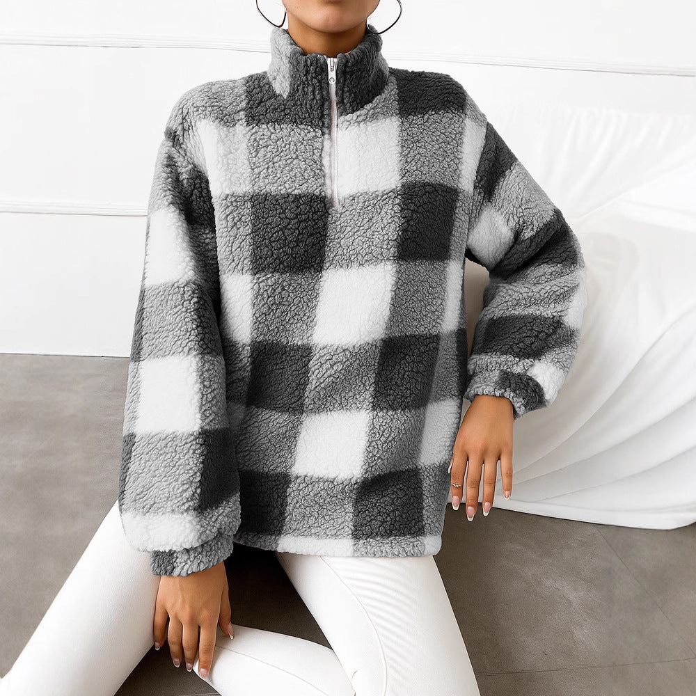 Pull en fleece pour femmes avec col montant et fermeture éclair intégrale Chic und Stil