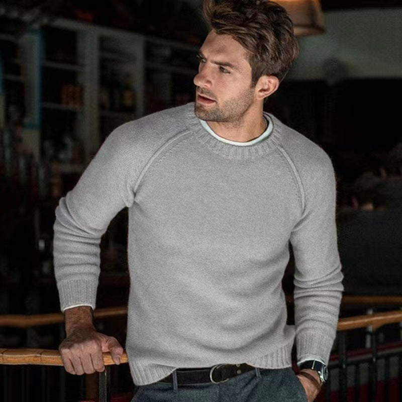 Pull-over rond col ras du cou pour hommes en tricot fin Chic und Stil