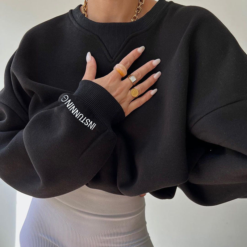 Sweatshirt décontracté pour femmes oversized avec des manches raglan et des coutures détaillées spéciales Chic und Stil