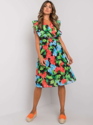 Robe Midi à volants floraux pour femmes Chic und Stil
