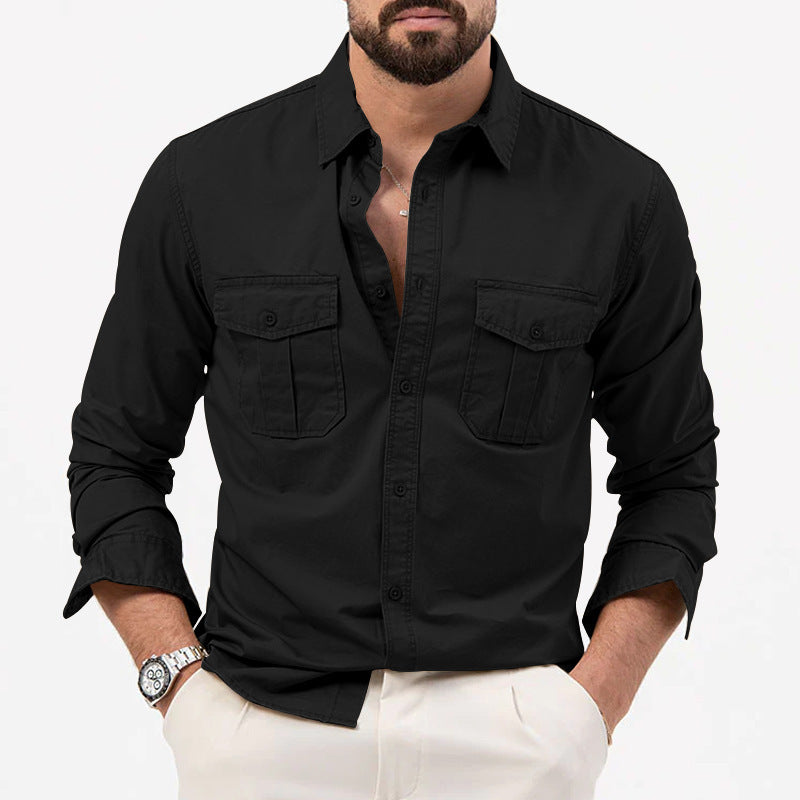 Chemise à manches longues pour hommes avec poches poitrine et coupe moderne Chic und Stil