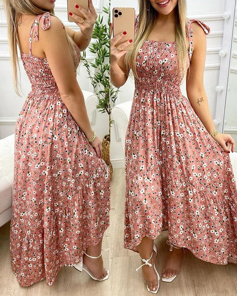 Robe Maxi Fleur Femme avec bretelles réglables Chic und Stil
