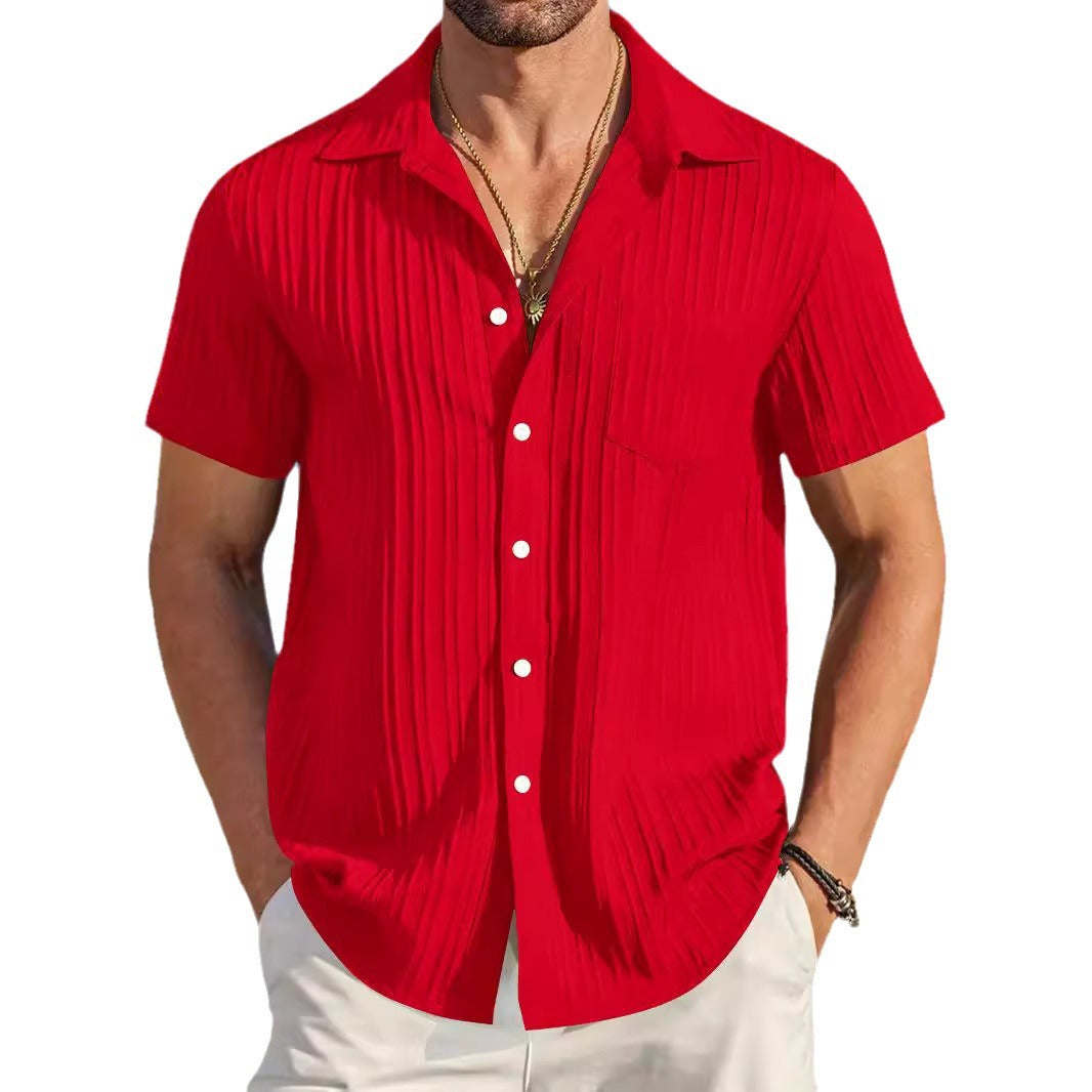 Chemise de plage à manches courtes structurée pour hommes Chic und Stil