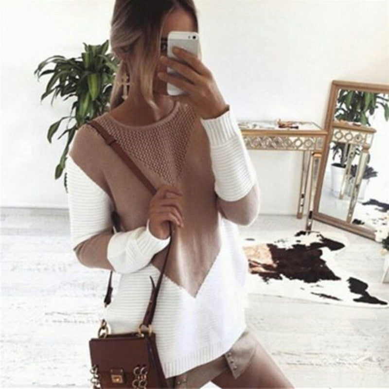 Pull-over en maille grande pour femmes avec un design géométrique moderne et une structure respirante Chic und Stil.