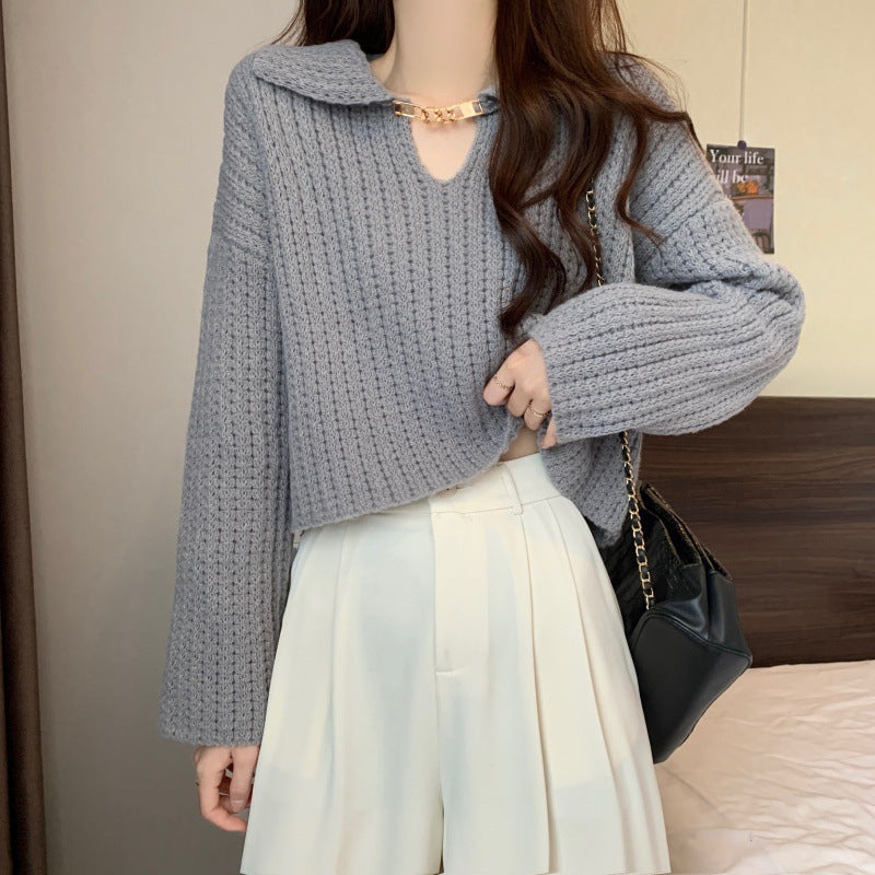 Pull féminin décontracté avec décolleté en V et texture côtelée Chic und Stil