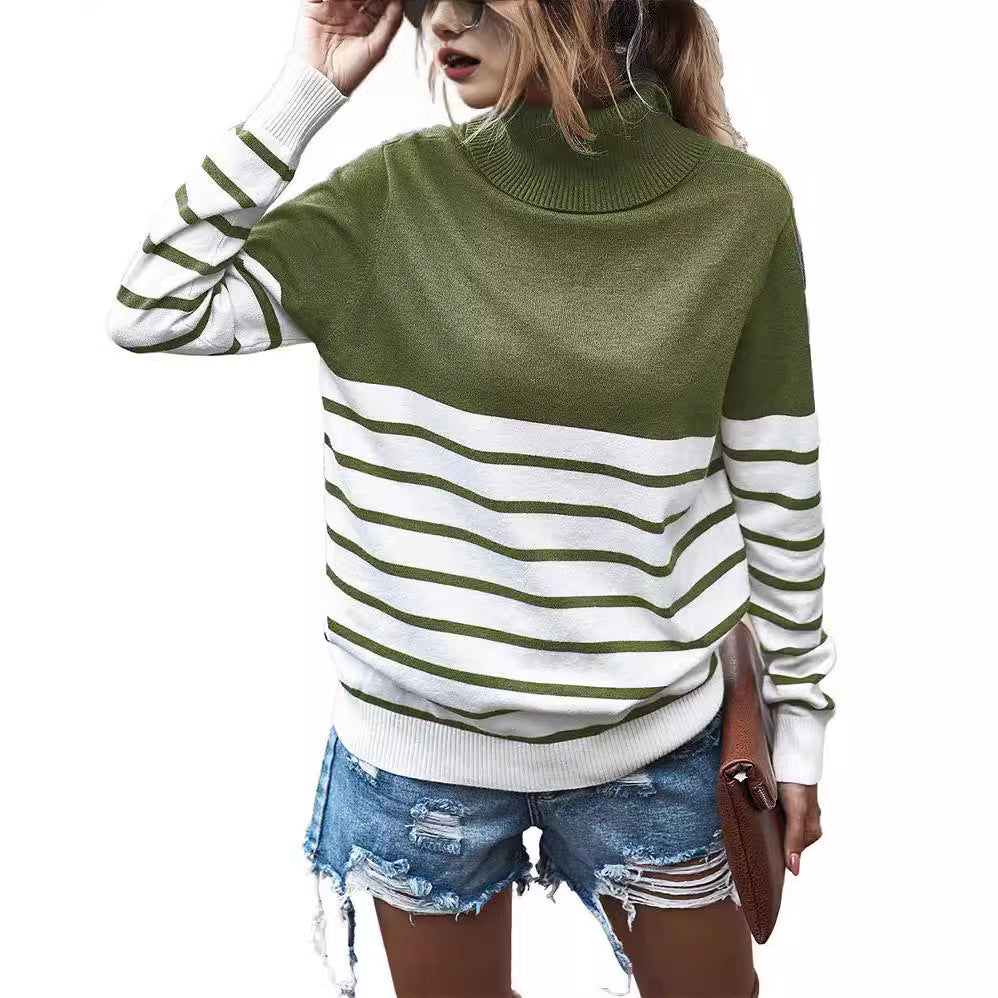 Pull col roulé confortable pour dames avec motif rayé Chic und Stil
