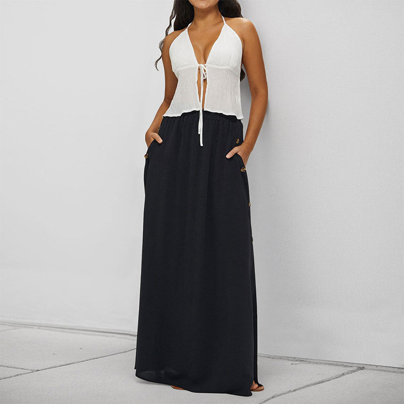 Jupe maxi taille haute femme avec détails en bouton Chic und Stil