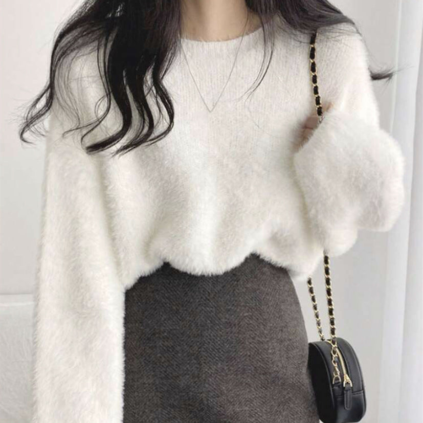 Dames Pull doux avec coupe ample et design à la mode Chic und Stil