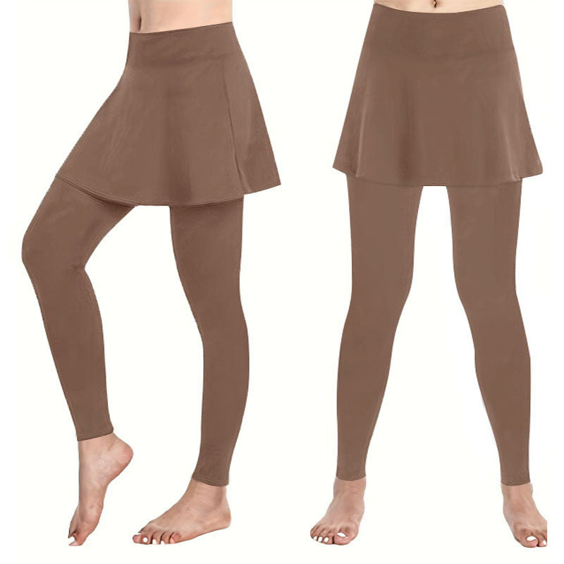 Leggings pour femmes avec une doublure semblable à une jupe et taille haute Chic und Stil