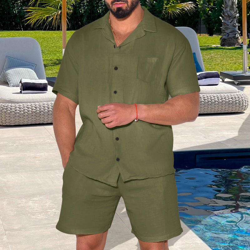 Hommes haut d'été à manches courtes avec shorts confortables Chic und Stil