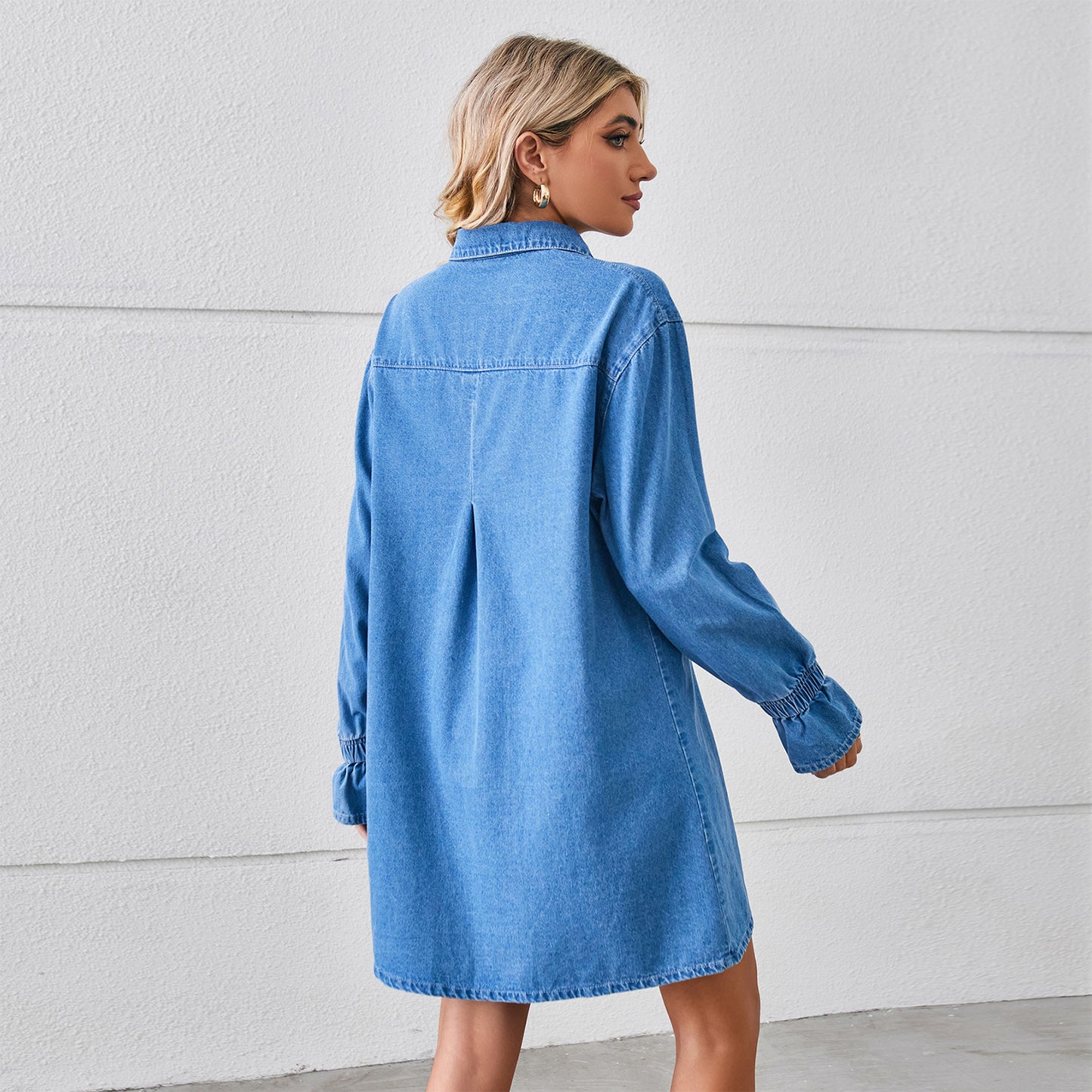 Chic and stylish women's denim shirt dress