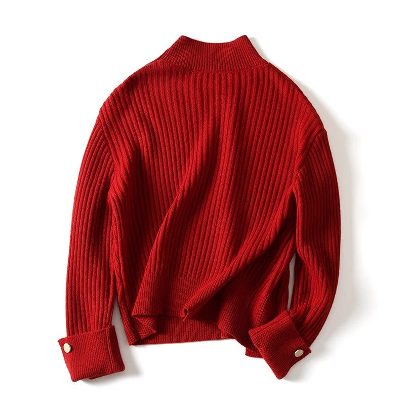 Pull en tricot côtelé pour femme avec détail de bouton Chic und Stil