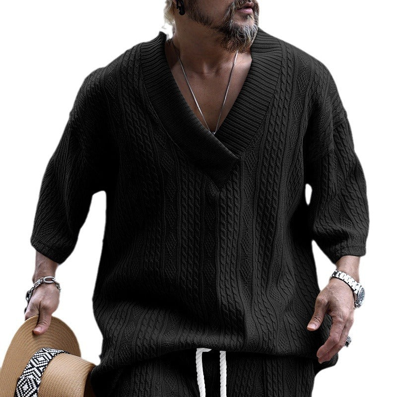 Pull en tricot décontracté pour hommes à col en V Chic und Stil
